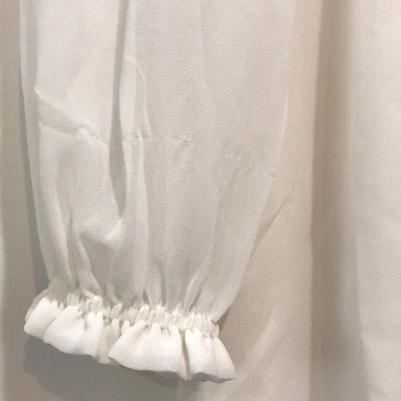 Aritzia Wilfred Wistful Dress Size S Light Birch Chiffon Mini Dress with v-neck - Picture 14 of 15